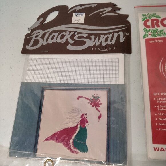 Christmas Cross Stitch Kit Lot of 6 Mixed Projects Ornaments Card Display Stand - Picture 2 of 14